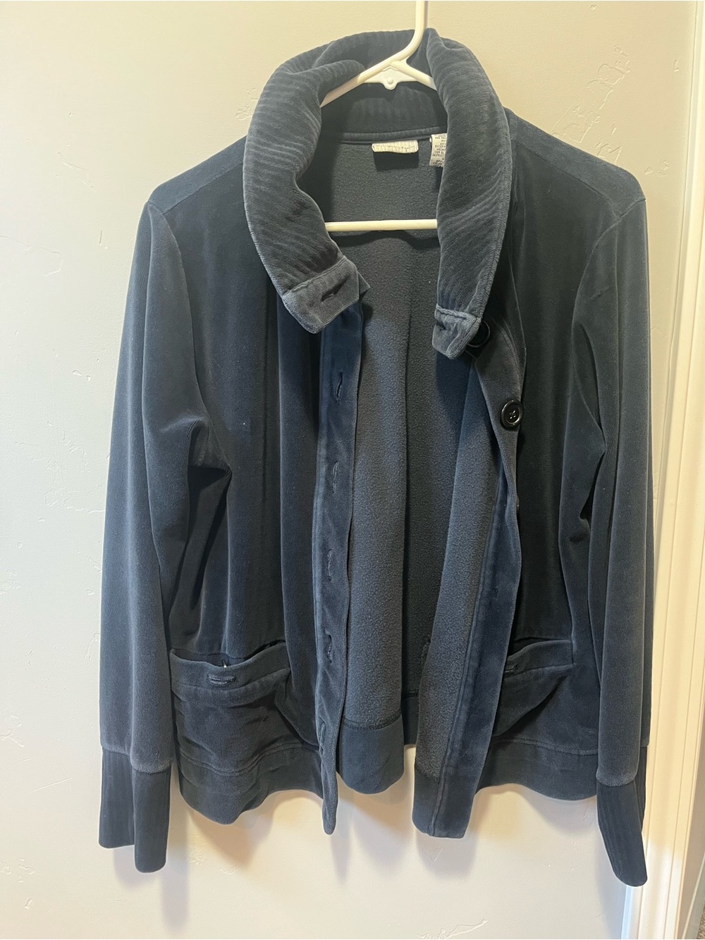 White Staq Velvet Black Women's Jacket Size Large Cotton Blend